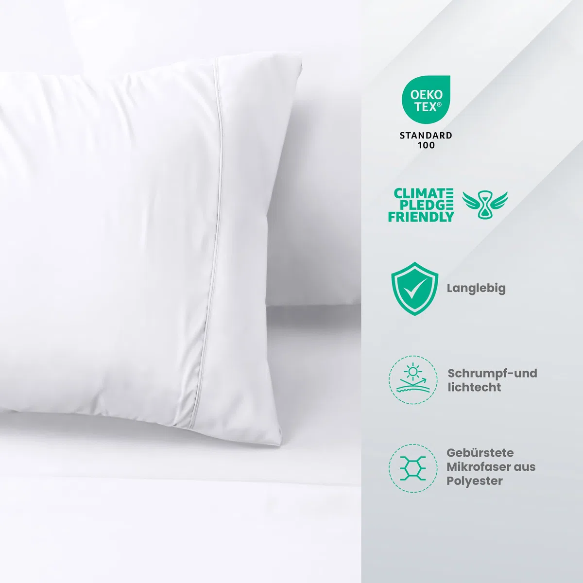 Utopia Bedding 4 Teilige Bettlaken Set 160x200 cm, Weiß - Polyester Microfaser, Oeko-Tex Zertifiziert, 1 Spannbettlaken 160x200 cm, 1 Bettlaken 266x259 cm und 2 Kissenbezüge 50x75 cm