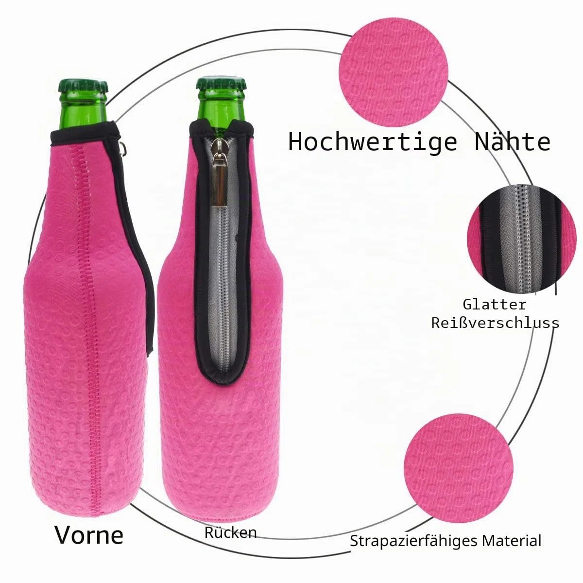 Orchidtent Bier Flaschenkühler, 6 Stück 17,6 Oz (500ml) Neopren Isoliert Reißverschluss Faltbar Bier Flaschen Kühler/Weinkühler/Getränkekühler 6 Colors 2