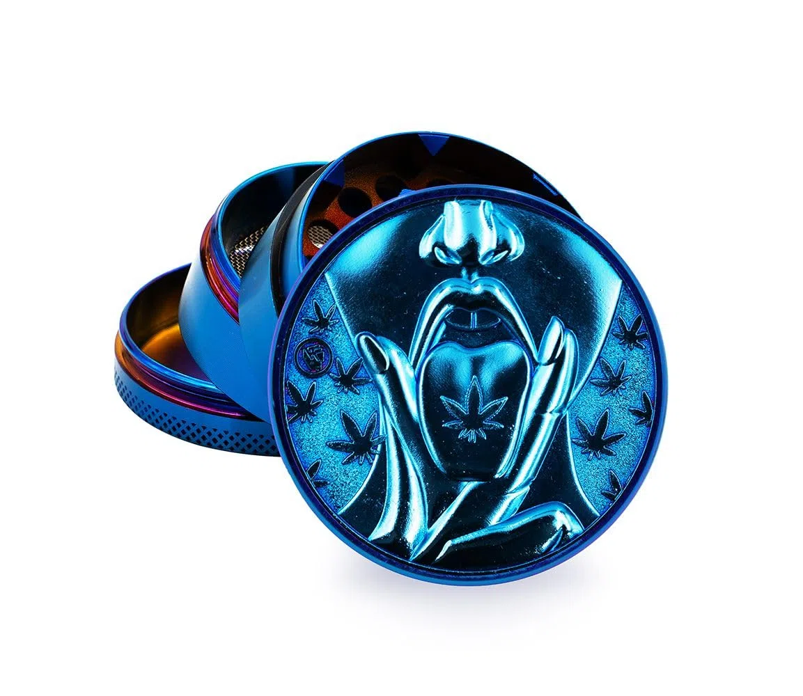 FIRE-FLOW™ Grinder 420 Girl (Icy Blue), 50mm, 4 Teile, Crusher, Kräuter, Gewürze, Mühle, Neuheit 2026