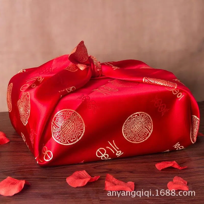 10 Stück 85 x 85 cm großes rotes wiederverwendbares Furoshiki-Geschenktuch, klein, japanisch, zum Verpacken von Geschenken, quadratischer Schal, Bento-Geschenktuch