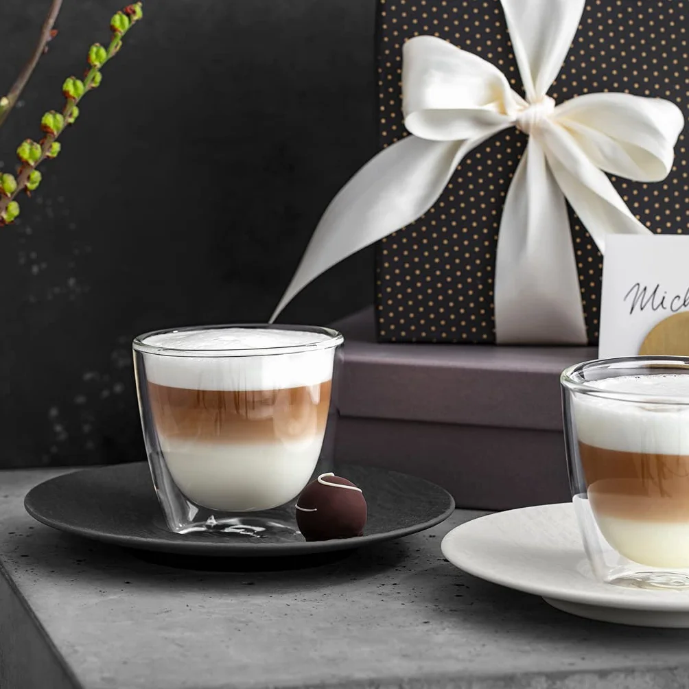Villeroy und Boch Manufacture Rock Milchkaffee-Untertasse, 17,3 cm, Premium Porzellan, Schwarz