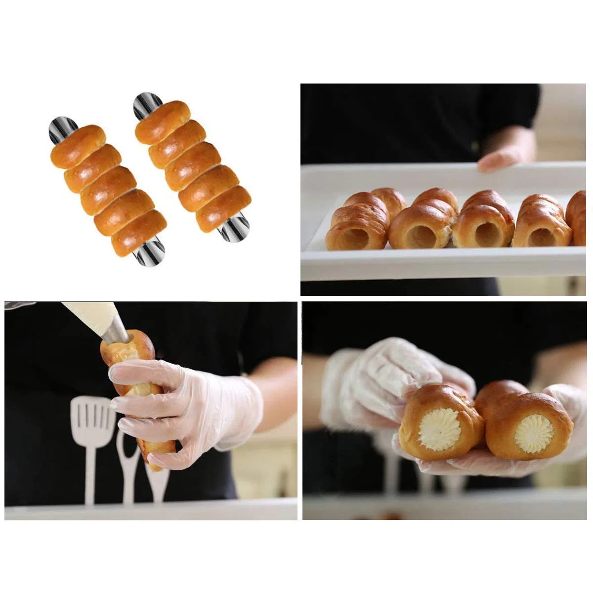 10 Stück Edelstahl Cannoli Form Röhren - Große Croissant Konische Spirale Sahnerollen Hörnchen Schillerlockenform - Auch für Croissant Shell Cream Roll - Kuchen Gebäck Backzubehör