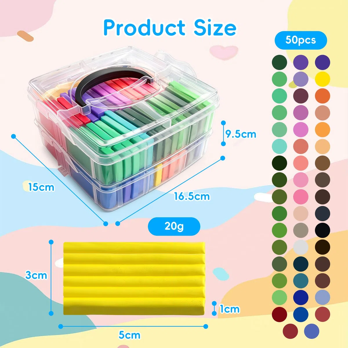 Flintronic Polymer Clay Set, 50 Farben Clay Kit Modelliermasse Ofenhärtend mit Bildhauerwerkzeugen und Zubehör, Creative DIY, Schmuck Design, Home Decoration, Geschenk für Kinder Erwachsene