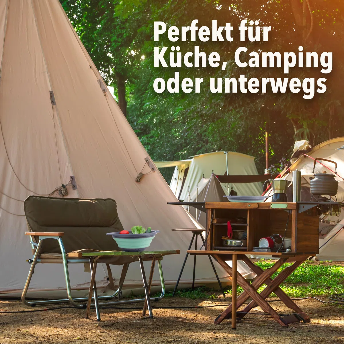 Tool & Tree Faltbares Küchensieb Ø 23cm – Platzsparendes Silikon-Sieb für Küche, Camping & Outdoor – Leicht, kompakt & spülmaschinengeeignet – Perfekt zum Abseihen von Nudeln, Obst & Gemüse (Grün)
