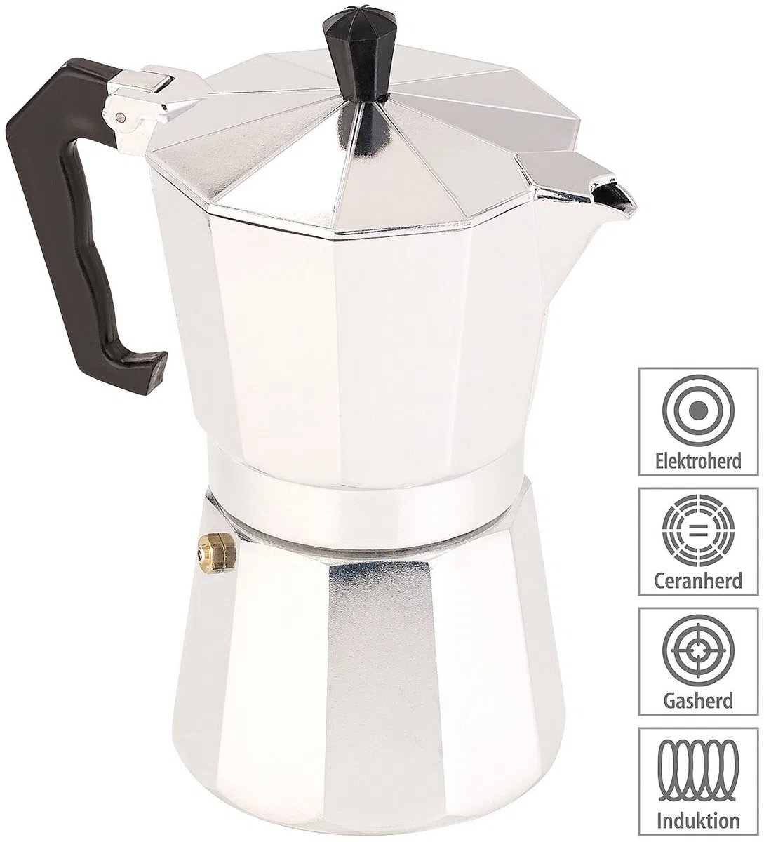 Espressokanne: Espressokocher für 6 Tassen; für Induktions-Herde geeignet; 300 ml (Espressomaschinen, Espressokanne Induktion, Mokka)