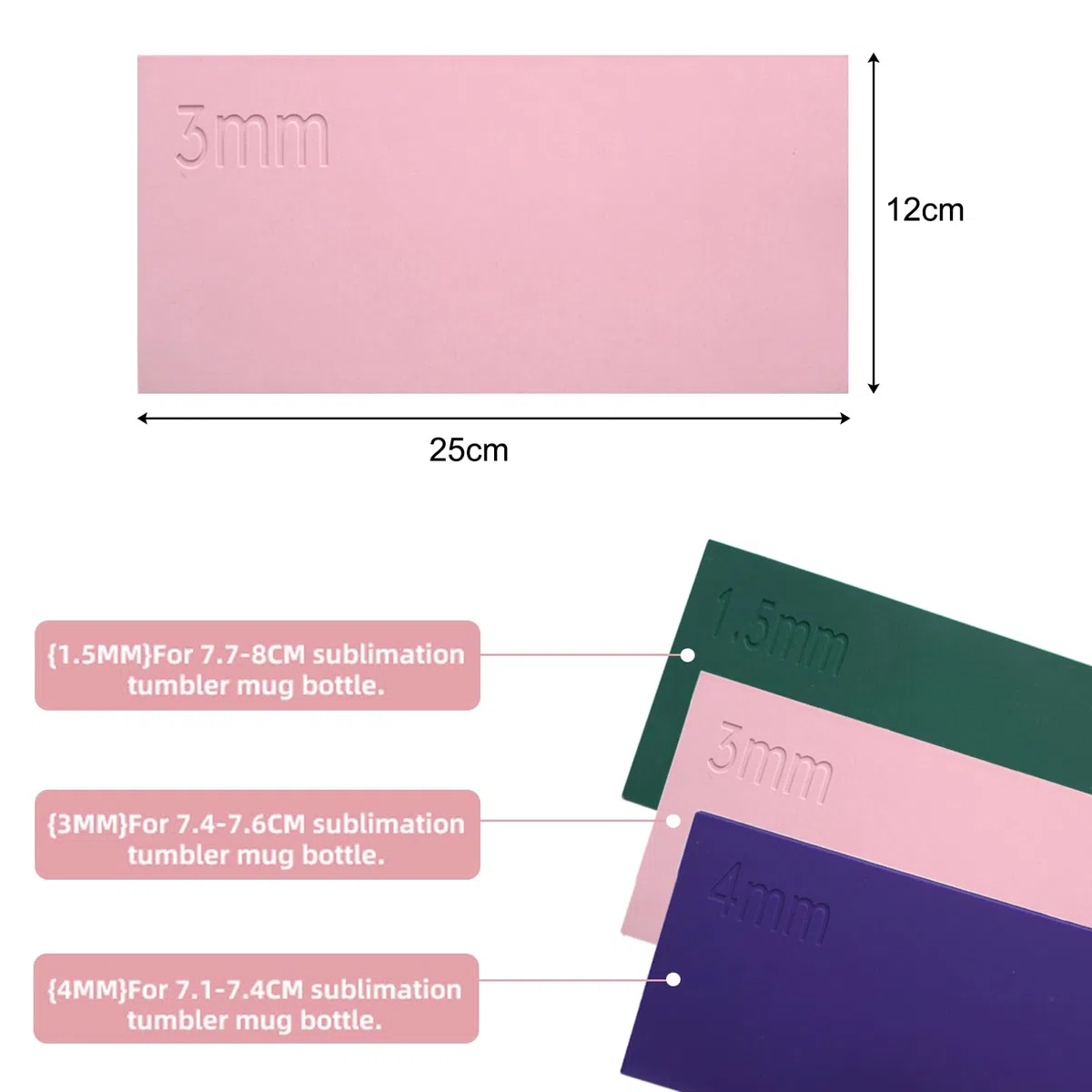 3 Stück Sublimation Silikonmanschette, Silikon Becher Wrap für Sublimations Becher, Silikon Wraps Sublimation in 3 Dicken Kompatibel mit Cricut-Becherpresse, Bunt