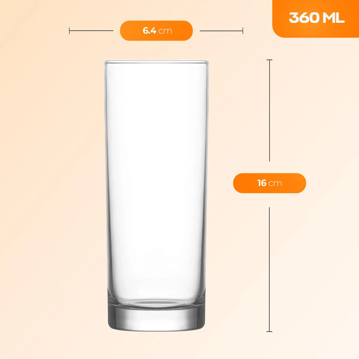 NORDIC SCHILLER Longdrinkgläser Cocktail Gläser 360ml, 6er Set%100 BLEI FREI Mojitogläser Spülmaschinenfest Trinkgläser Longdrinkglas Highballgläser Coktailgläser Caipirinha Gläser