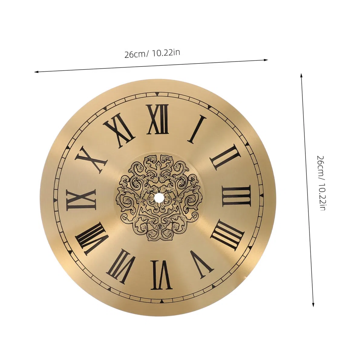 HOMSFOU DIY Uhr Zifferblatt 10.24 Zoll Rundes Aluminium Ersatz Zifferblatt Mit Römischen Zahlen Für Wanduhr Zubehör Zum Selbermachen