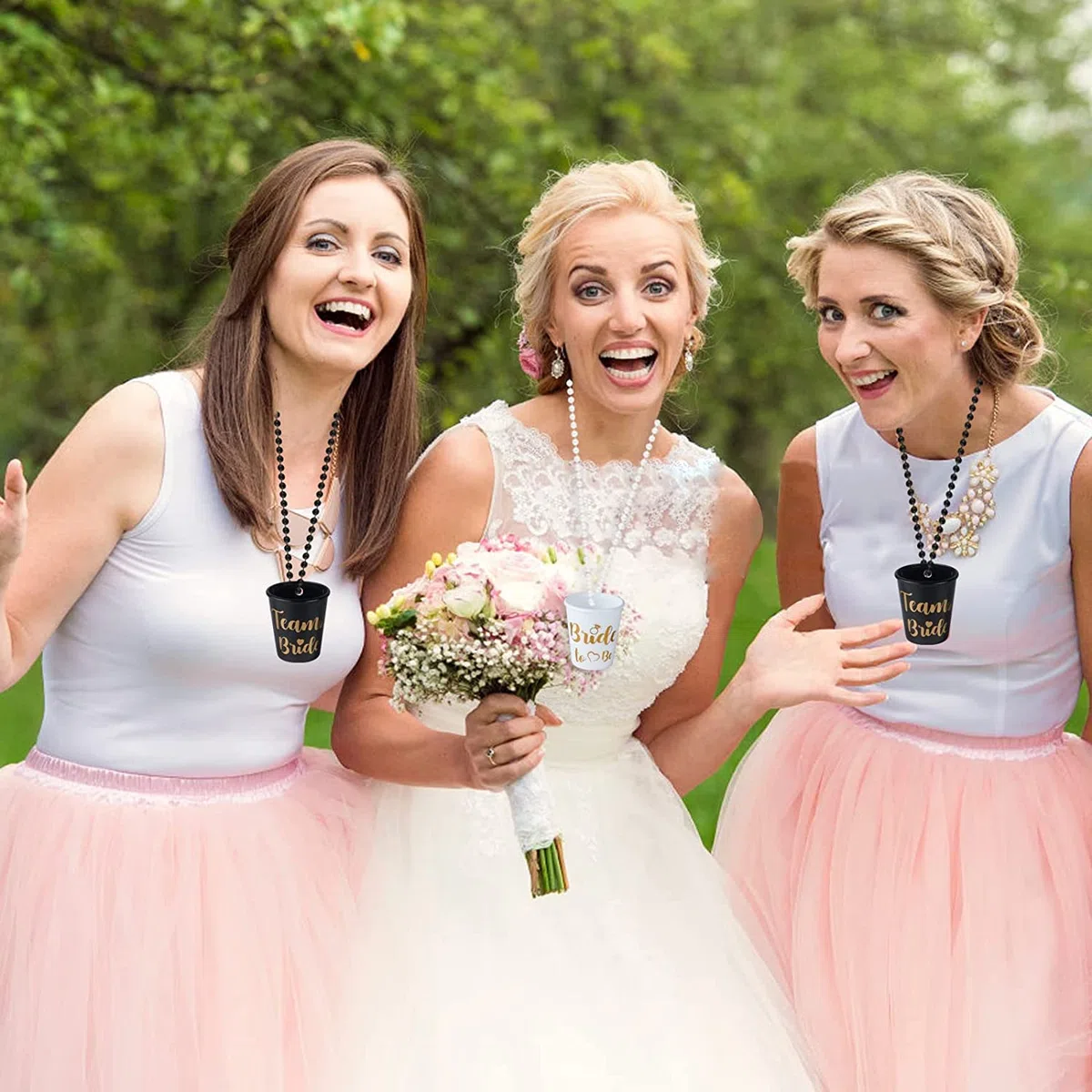 JUSTOTRY 12 Stück Bride to Be Becher Tasse für Bachelorette Party- Weiß Braut und Schwarz Team Bride für Junggesellenabschied Frauen, JGA Frauen Dekoration