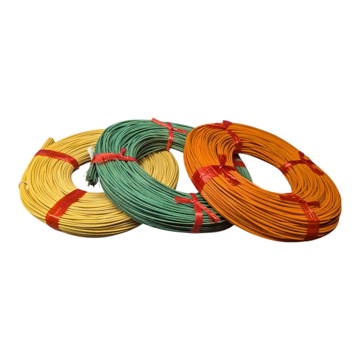 Peddigrohr 3 Farben, 2.2 mm gerollt á250g, gelb,grün,orange