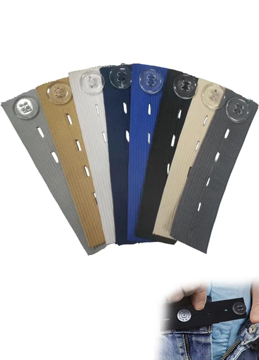 8 Stück Elastische Bundverlängerungen, Verstellbare Hosenbundlänge, 5 Schlitze Gürtelverlängerungen, Passend für Am Meisten Arten von Kleidung, Jeans, Röcke, Hosen, Unisex