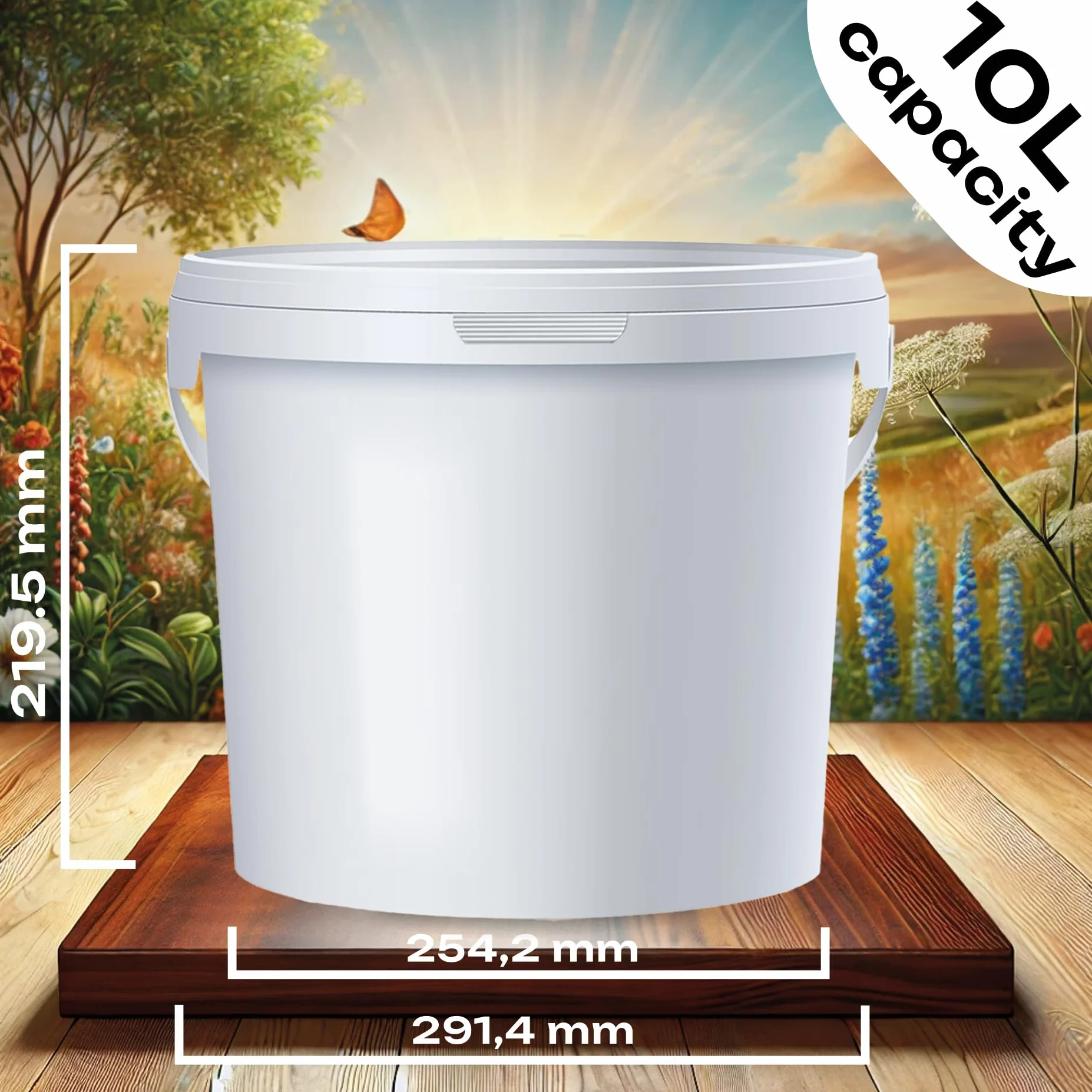 POSH Eimer mit Deckel 10L – Weiß, Kunststoff, lebensmittelecht, auslaufsicher, geruchsneutral, robust, stabil, luftdicht, Eimer mit Henkel (3, 10L)
