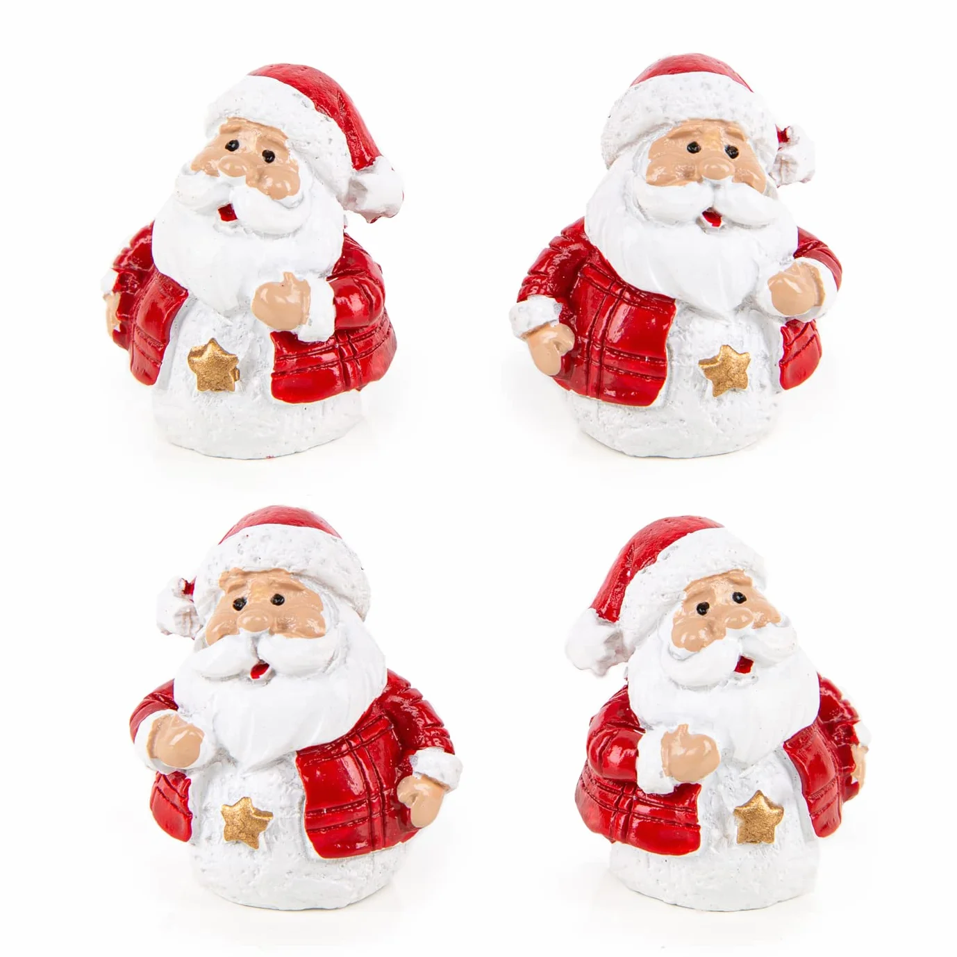 Logbuch-Verlag Mini Nikolaus Figuren 3 cm – 12 Stück kleine Weihnachtsmänner rot-weiß mit goldenem Stern – Tischdeko & Wichtelgeschenk Weihnachten