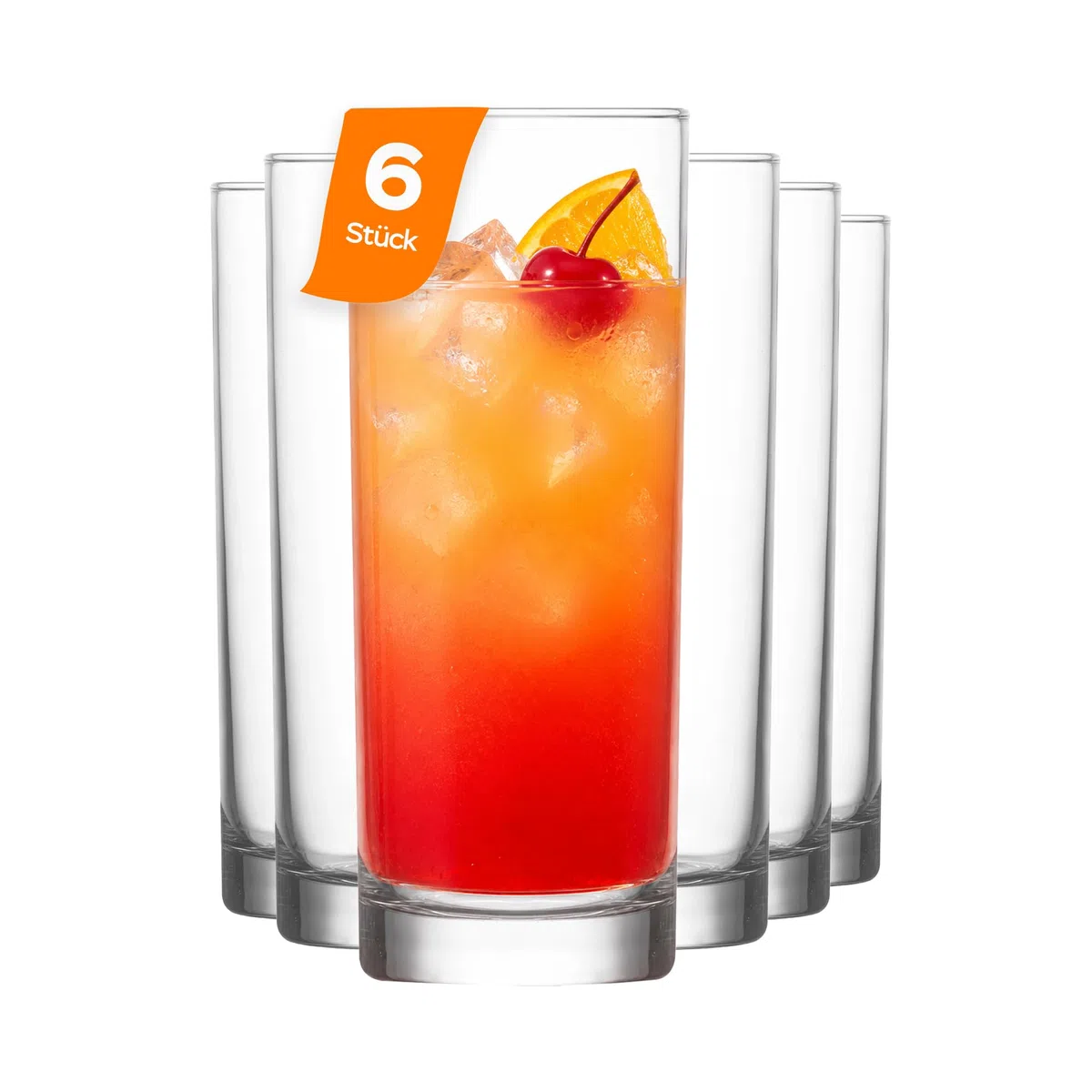 NORDIC SCHILLER Longdrinkgläser Cocktail Gläser 360ml, 6er Set%100 BLEI FREI Mojitogläser Spülmaschinenfest Trinkgläser Longdrinkglas Highballgläser Coktailgläser Caipirinha Gläser