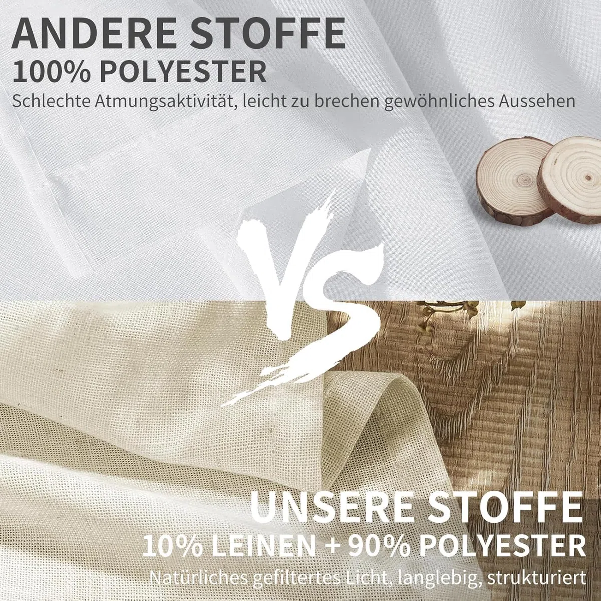 CUCRAF Leinen Vorhänge mit Ösen 2er Set H 175 x B 140 Natur Halbtransparente Leinenvorhang Wohnzimmer Leinenoptik Voile Gardinen Leinenfarbe Schlafzimmer Stores