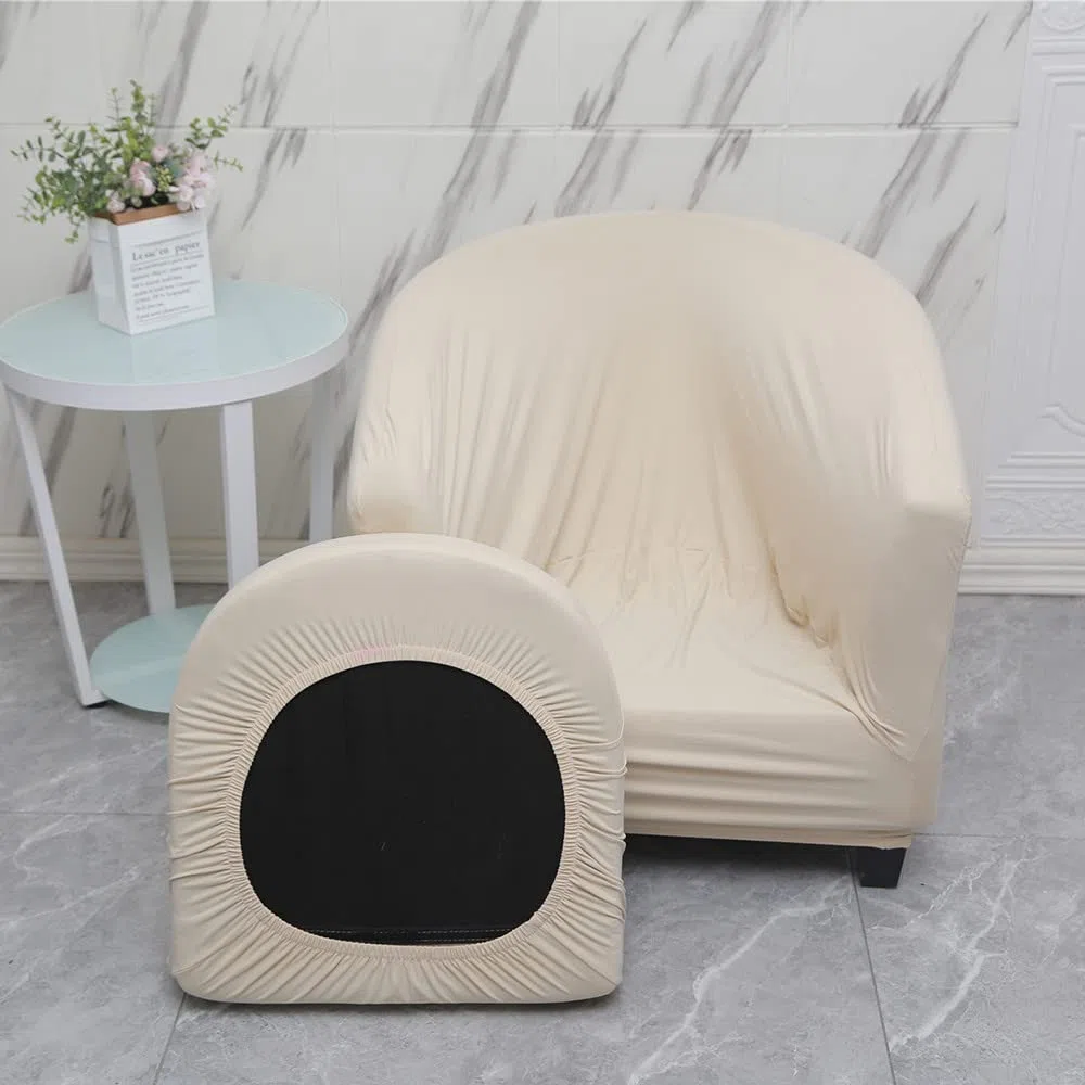 Highdi Sesselschoner Sesselüberwurf mit Elastisch Stretch Husse 2 Stück, Club Chair Schonbezug Sofabezug mit hoher Dehnung Sessel für Loungesessel Cocktailsessel (einfarbig schwarz)
