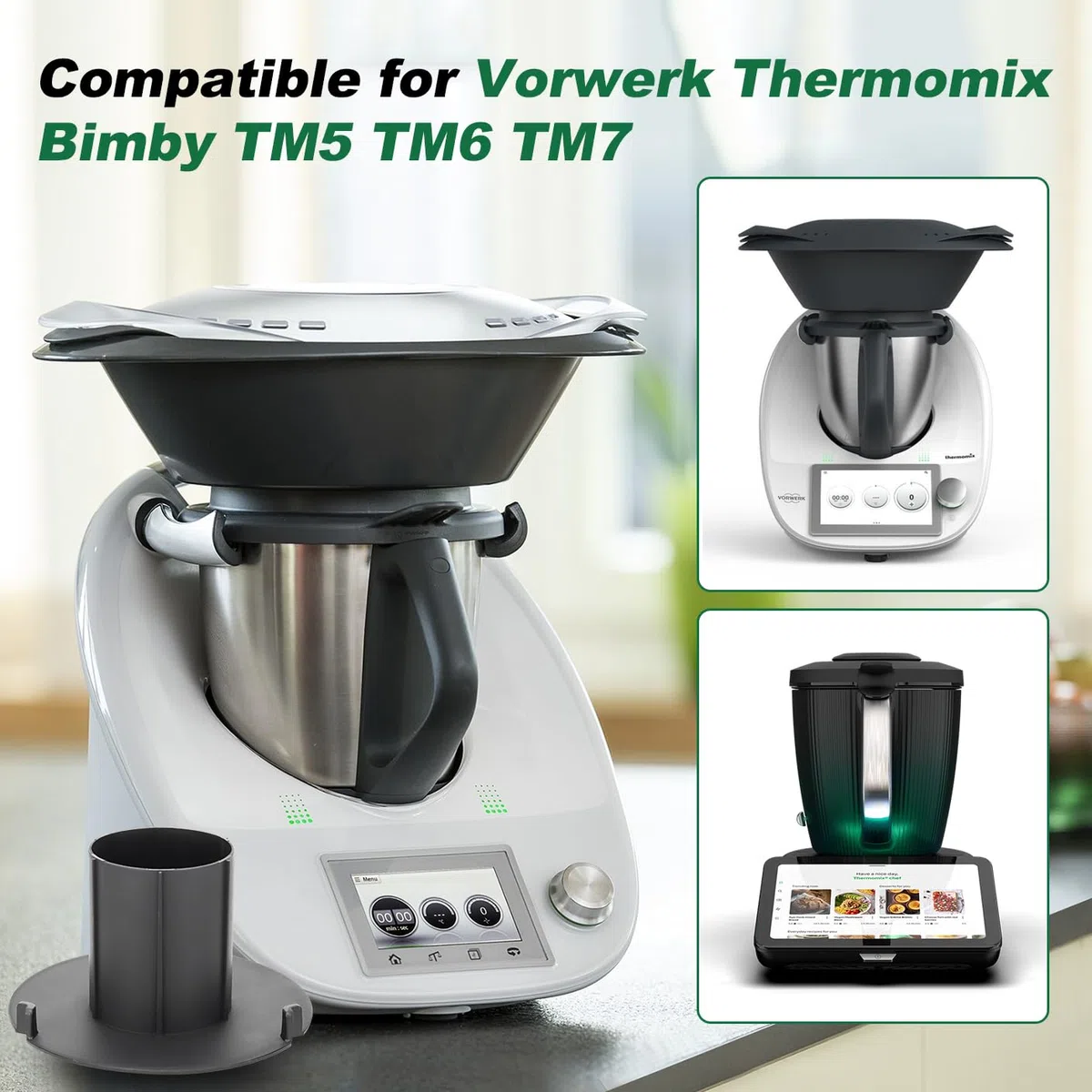 Mixtopf Verkleinerung für Thermomix TM7, TM6, TM5, Mixraumteiler Zerhäckseln von Lebensmitteln, Kunststoff Spritzschutzabdeckung