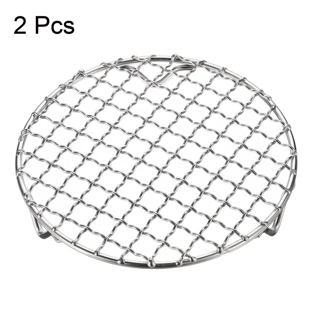 QUARKZMAN 2 Stück Rund Abkühlgitter Edelstahl 15cm, Unverzichtbares Grillzubehör Mit 2cm Füßen, Wellenförmiges Gitter, Polierte Oberfläche, BBQ-Grillbesteck