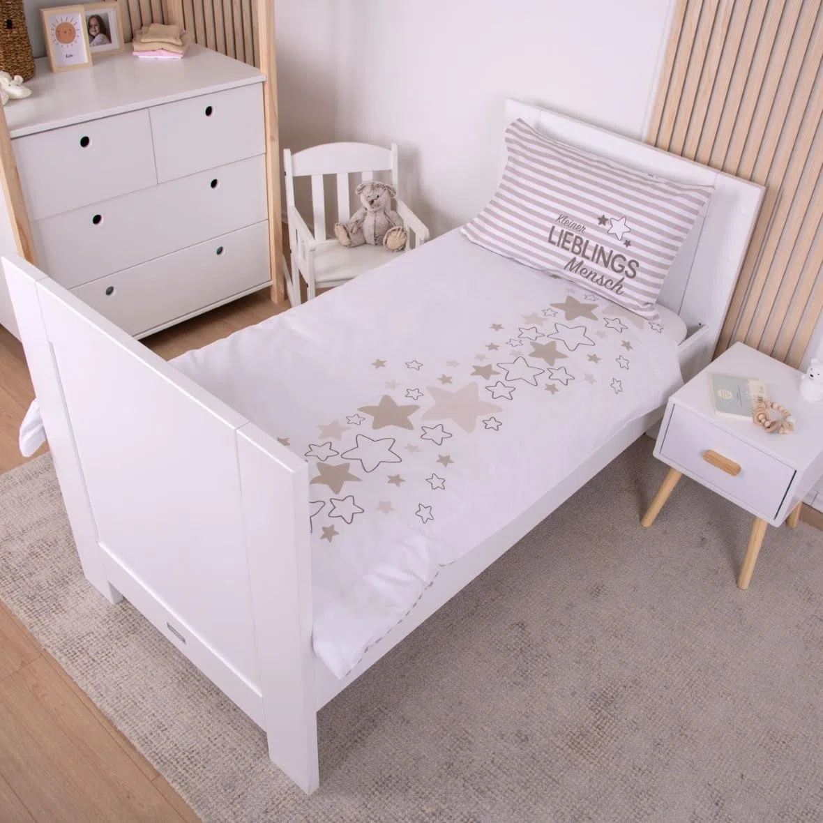 Herding Baby Best Kleinkinder-Bettwäsche-Set, Jana Lieblingsmensch Wendemotiv, Bettbezug 100 x 135 cm, Kopfkissenbezug 40 x 60 cm, Baumwolle/Renforcé