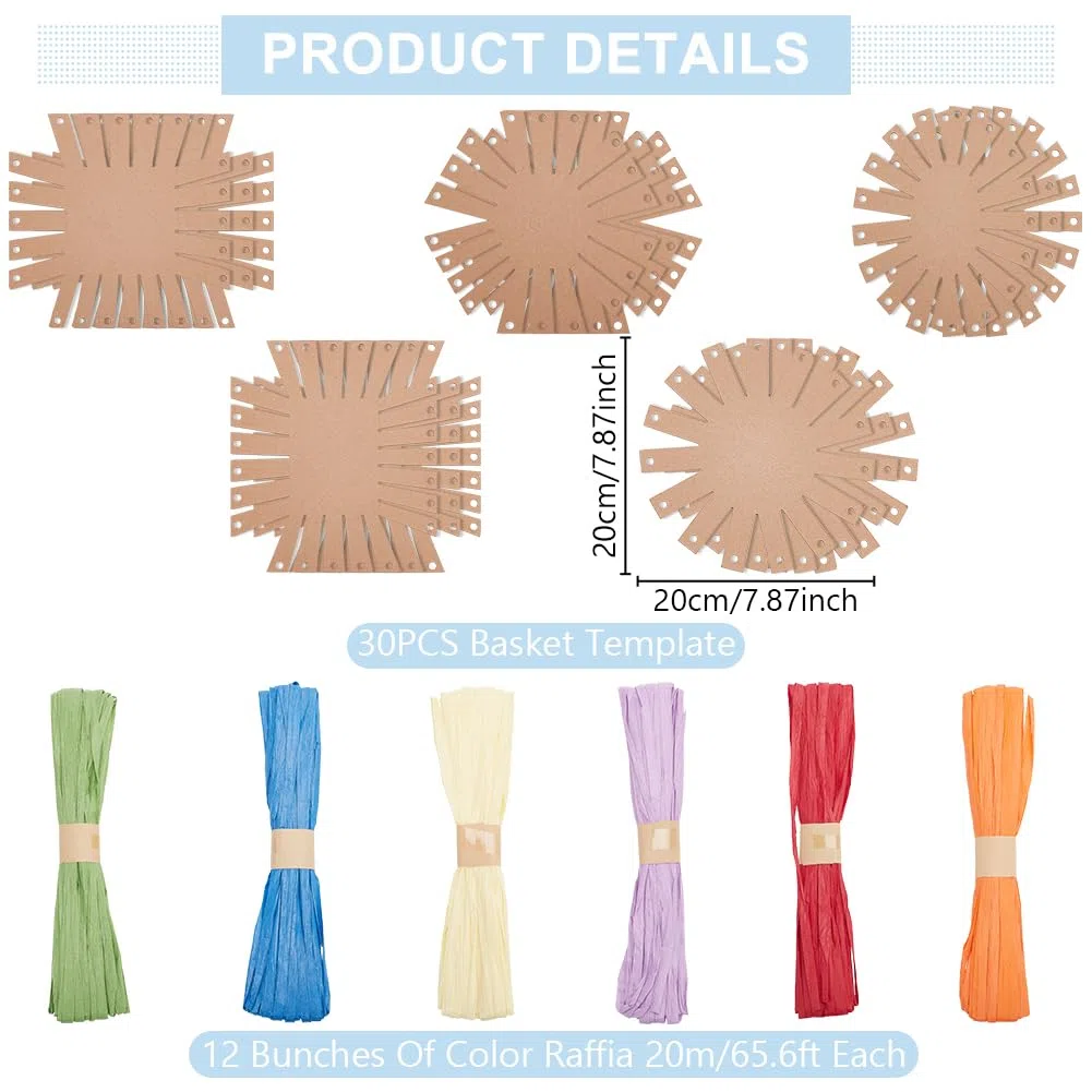 FREEBLOSS 15 Set Korbflechtset, Korbherstellungsset Für Anfänger, Kreative Geflochtene Schale, Bastkorb, Kunst Und Handwerksprojekte Mit Videoanleitung, Osterkorb Aktivitäten Für Ostereier