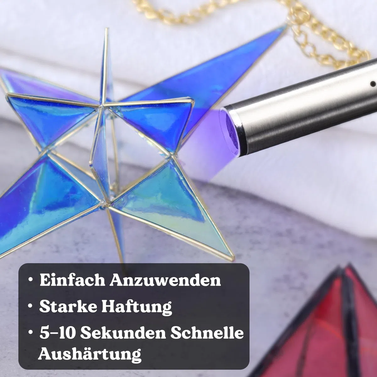 LET'S RESIN UV Resin Set mit UV Lampe, 30g UV Kleber mit lampe, Kleben & Aushärten in Sekunden, Schmuck UV Harz für Kunststoffreparatur, Glaslicht, Basteldekor