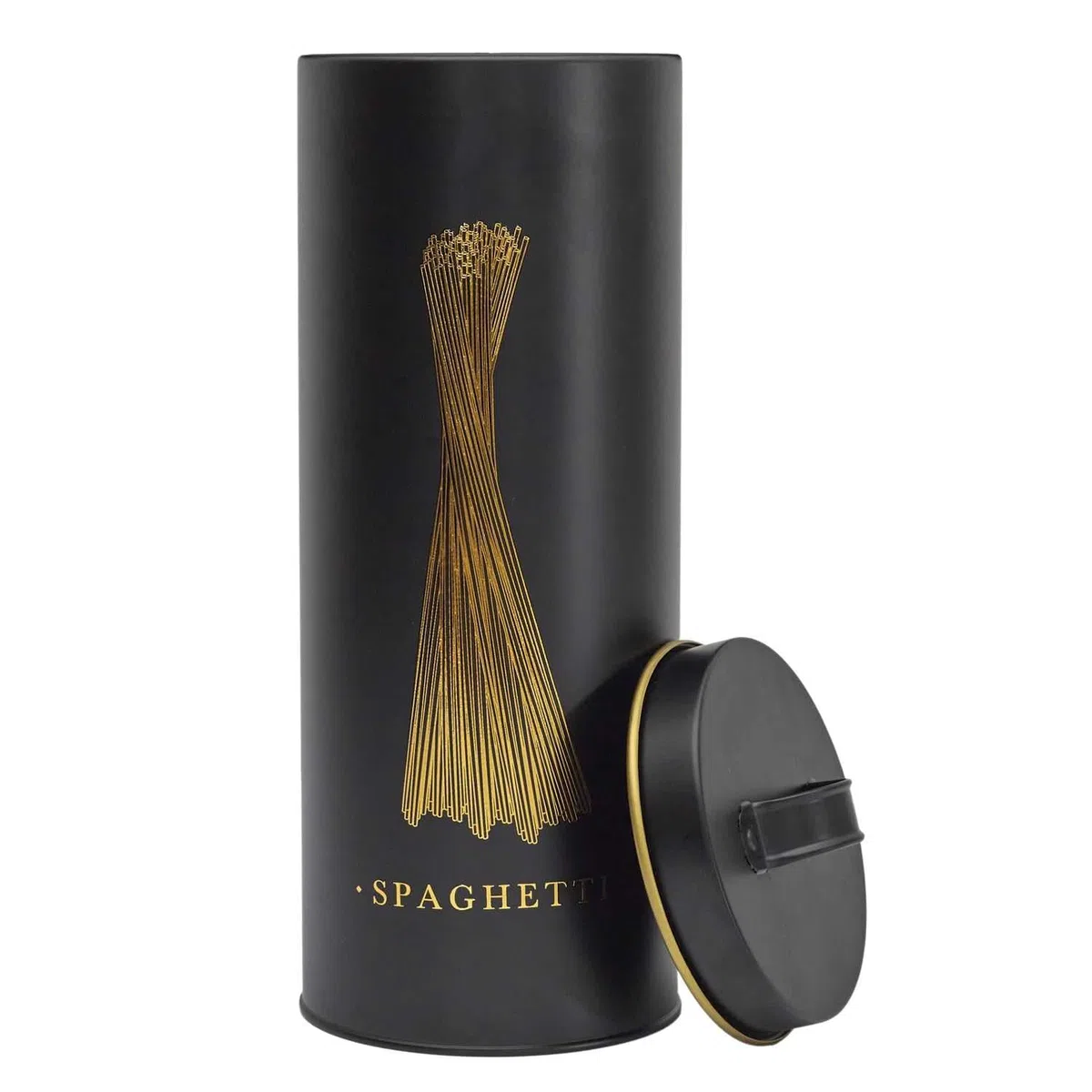 COOK CONCEPT, BT6814, Elegant Metal Box for Spaghetti, modern Design, optimal Protection Against Humidity, Easy to clean, Generous Capacity, airtight, Black and Gold, 1.5L