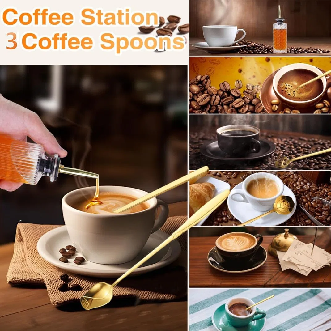 Oudizz Essig und ölflaschen Set mit Ausgießer 3 Stück - 200ml Kaffee Sirup Spender mit Metall Gießen für Kaffeebar - Kaffee Sirup Spenderflasche mit Ölgießdüse, Trichter, Karte, Stopfen