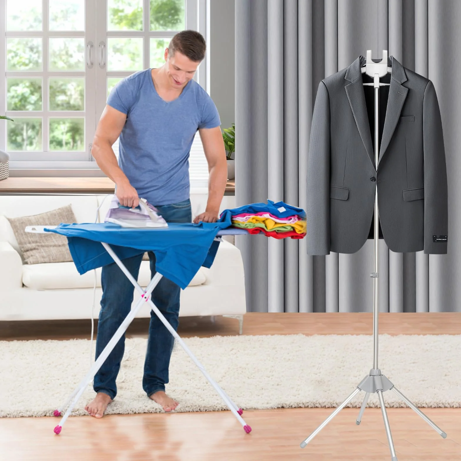 Dampfer Stand FüR Kleidung KleidungsstüCk Dampfer AufhäNger Mit BüGelhandschuh Tragbare Dampfer Rack FüR Dampfende Kleidung Einstellbare Handheld HäNgende BüGel KleidungsstäNder