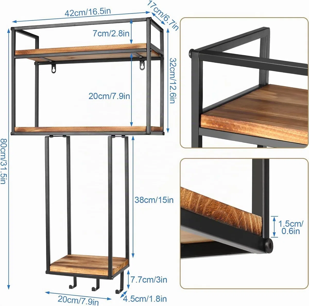 Handtuchregal zur Wandmontage mit 3 Haken–Große Kapazität, vielseitig einsetzbar, ideal für kleine Badezimmer, Hotel und Wellnessbereiche–Perfekte Handtuchaufbewahrung und Gästehandtuchhalter | Große Kapazität, Vielseitig einsetzbar, Ideal für kleine Bade