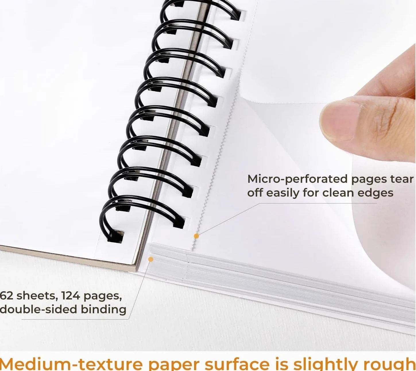 Ohuhu Skizzenbuch Mischtechnik - 200g/m² säurefreier Künstlerblock (124 Seiten/62 Blatt), Spiralbindung für Nass- & Trockentechniken, Ideal für Aquarel, Acryl, Bleistift - Quadratisch (21x21 cm)