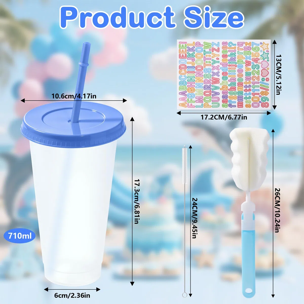 12 Stück Trinkbecher mit Deckel und Strohhalm Kinder Erwachsene 24OZ 710ML Farbwechsel Becher mit Deckel und Strohhalm Plastikbecher Kunststoffbecher Wiederverwendbare für Party Geburtstag Festival