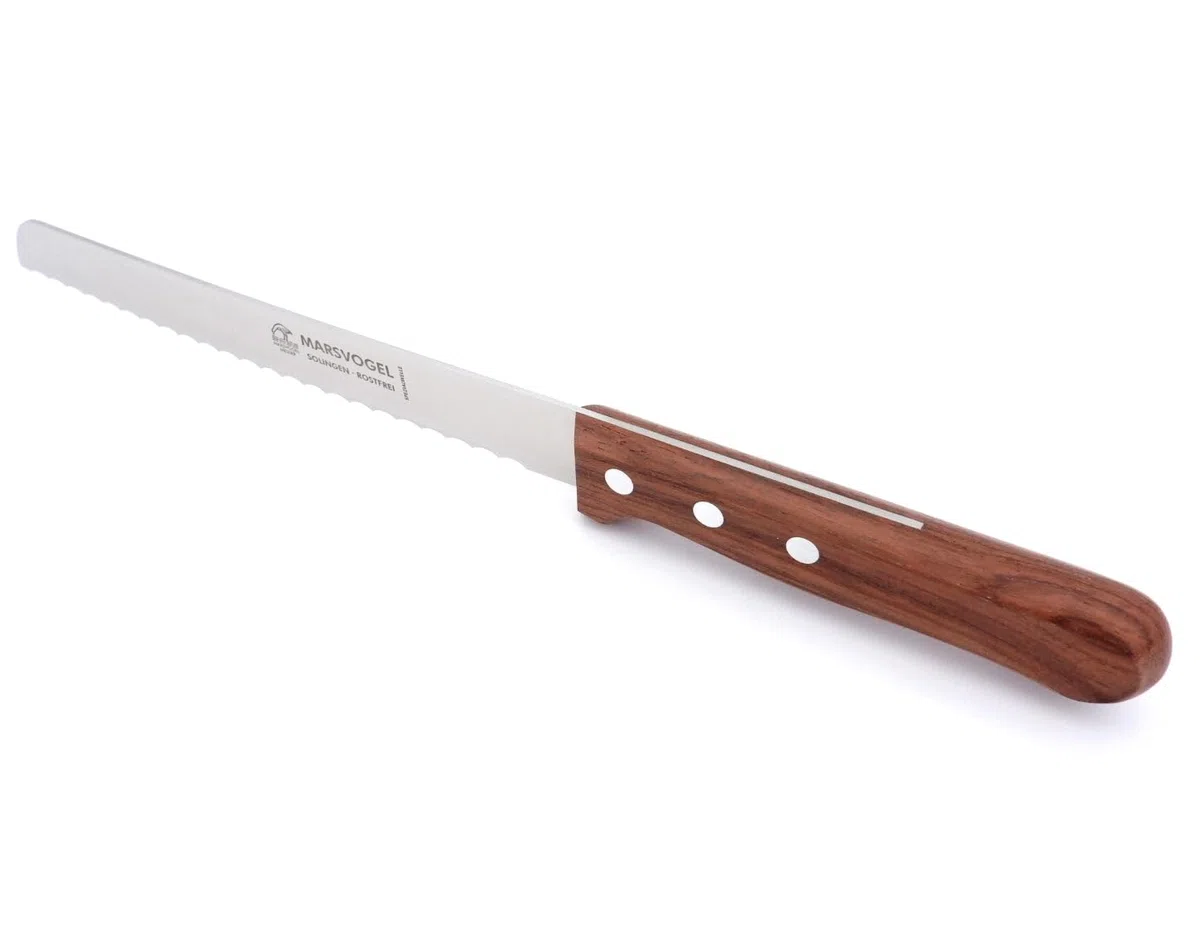 Marsvogel Brotmesser Solingen 20 cm I Brotschneidemesser 8 Zoll Wellenschliff I Edelstahl rostfrei I Holzgriff Bubinga I Messer Made in Germany