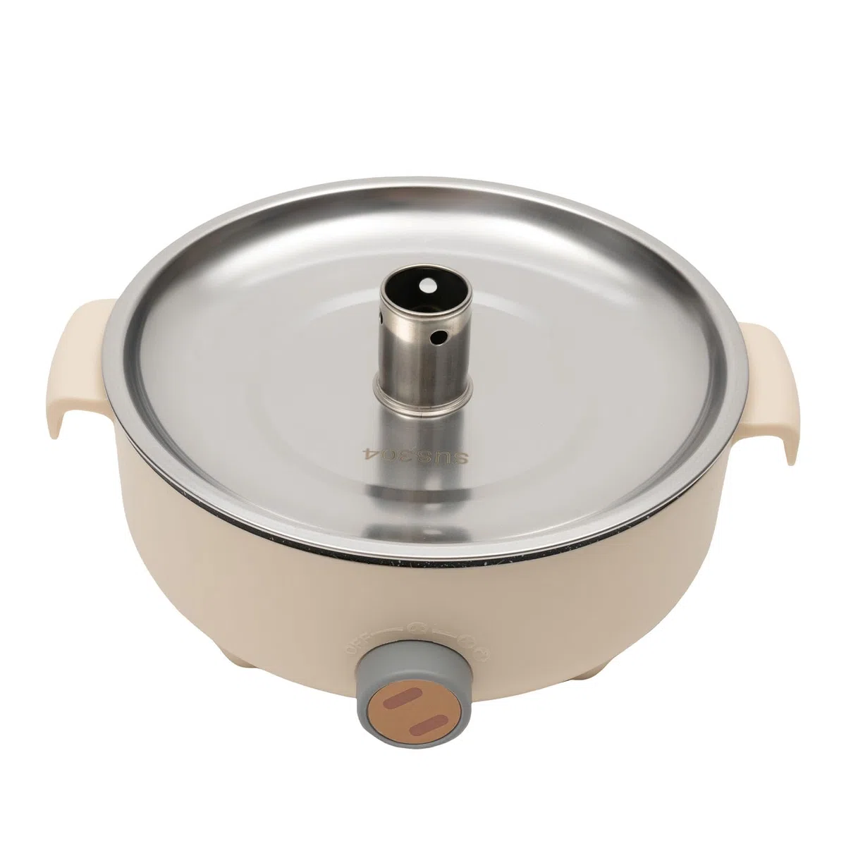 1,5L Elektrischer Hot Pot mit Dampfgarer, Antihaft Mini Elektropfanne Khaki | Antihaft, 1,5L, mit Dampfgarer|Geeignet für Kochen, Braten, Ramen, Fondue & Suppe | Ideal für Wohnheim, Camping & Zuhause