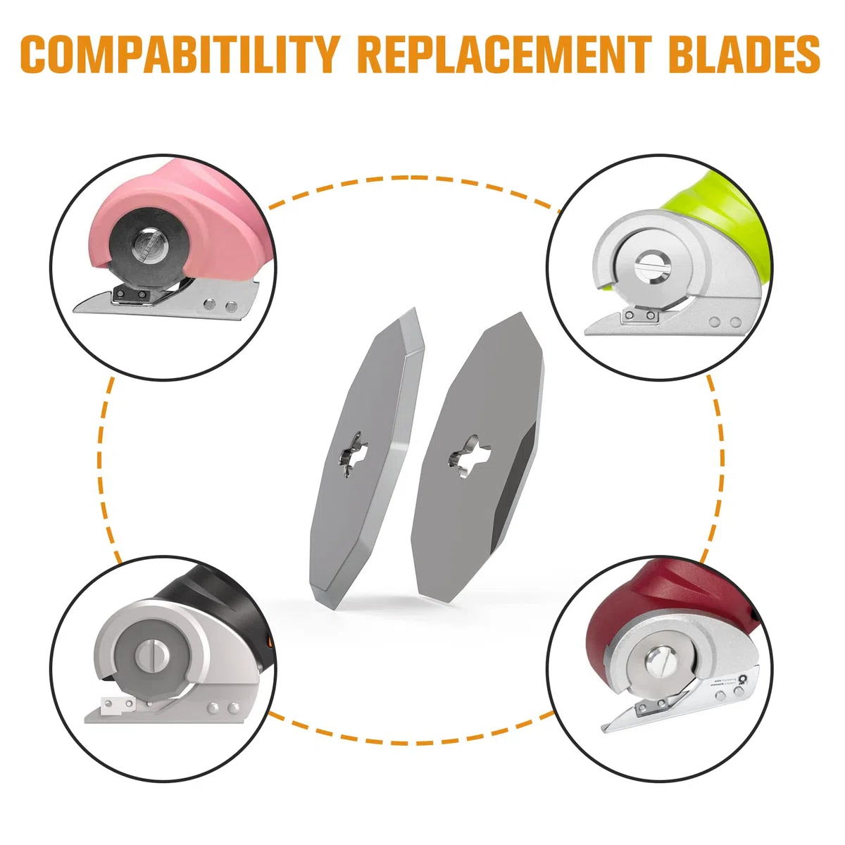 VLOXO Katonschneider Ersatzklingen Elektrische Scherenklinge Ersatz Rotationsklingen Kompatibel Electric Cutter Blades(1-1/2") für Stoff Teppich Leder Filz 2 STK.