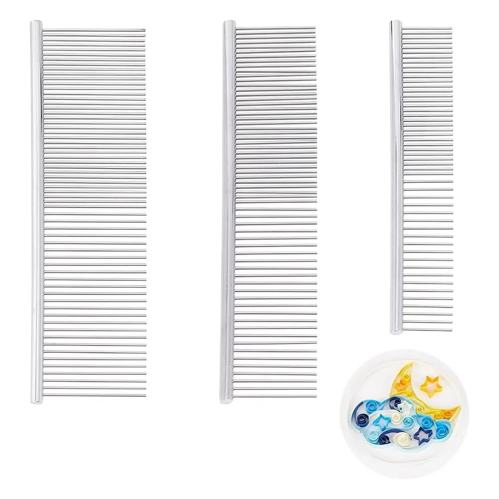 3 Größen Quilling-Werkzeug für Papier, Kamm, Kardierung, zum Erstellen von Locken von Zahnbändern aus Edelstahl, silberfarben, Quilling-Werkzeug für Papier
