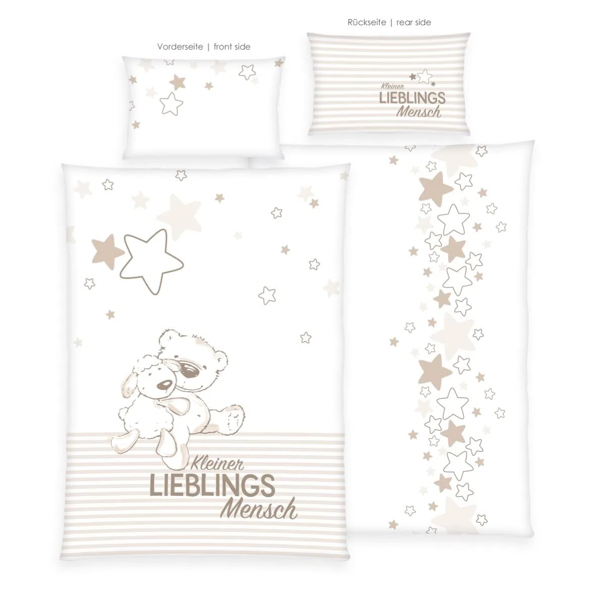Herding Baby Best Kleinkinder-Bettwäsche-Set, Jana Lieblingsmensch Wendemotiv, Bettbezug 100 x 135 cm, Kopfkissenbezug 40 x 60 cm, Baumwolle/Renforcé