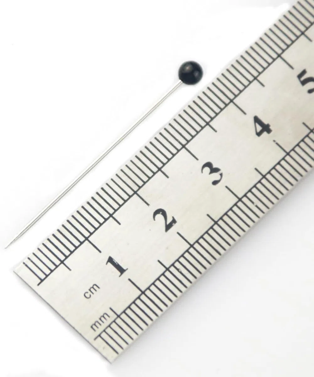100 Stück schwarze Glaskopfnadeln zum Nähen, gerade Quilten, Schneidern, Schneidernadeln mit schwarzem Kugelkopf für Stoffschmuck, DIYnadeln und Nadelkissen