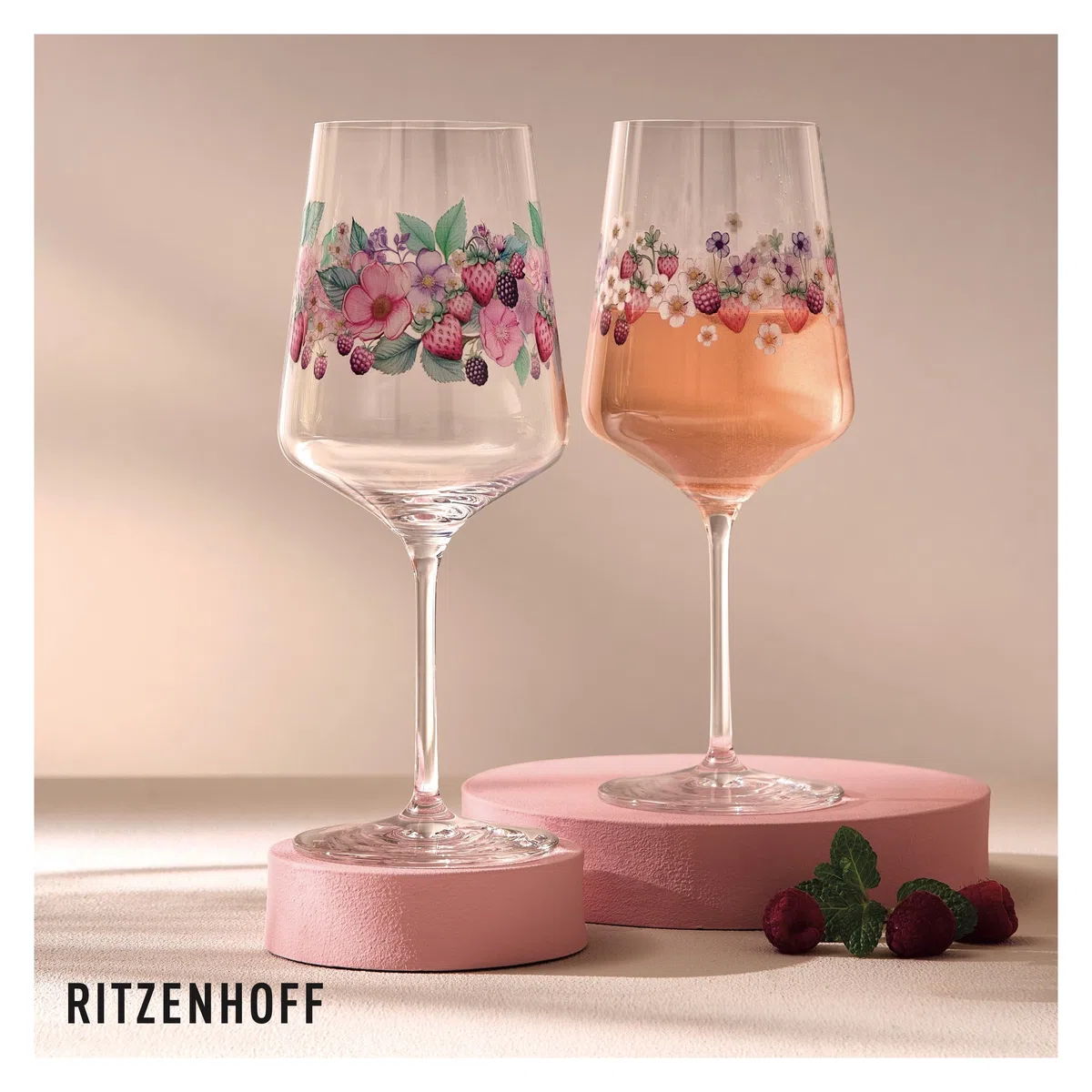 RITZENHOFF 6011004 Aperitifglas 500 ml - 2er Set - Serie Sommersonett - 2 Stück mit Beerenmotiv - Made in Germany
