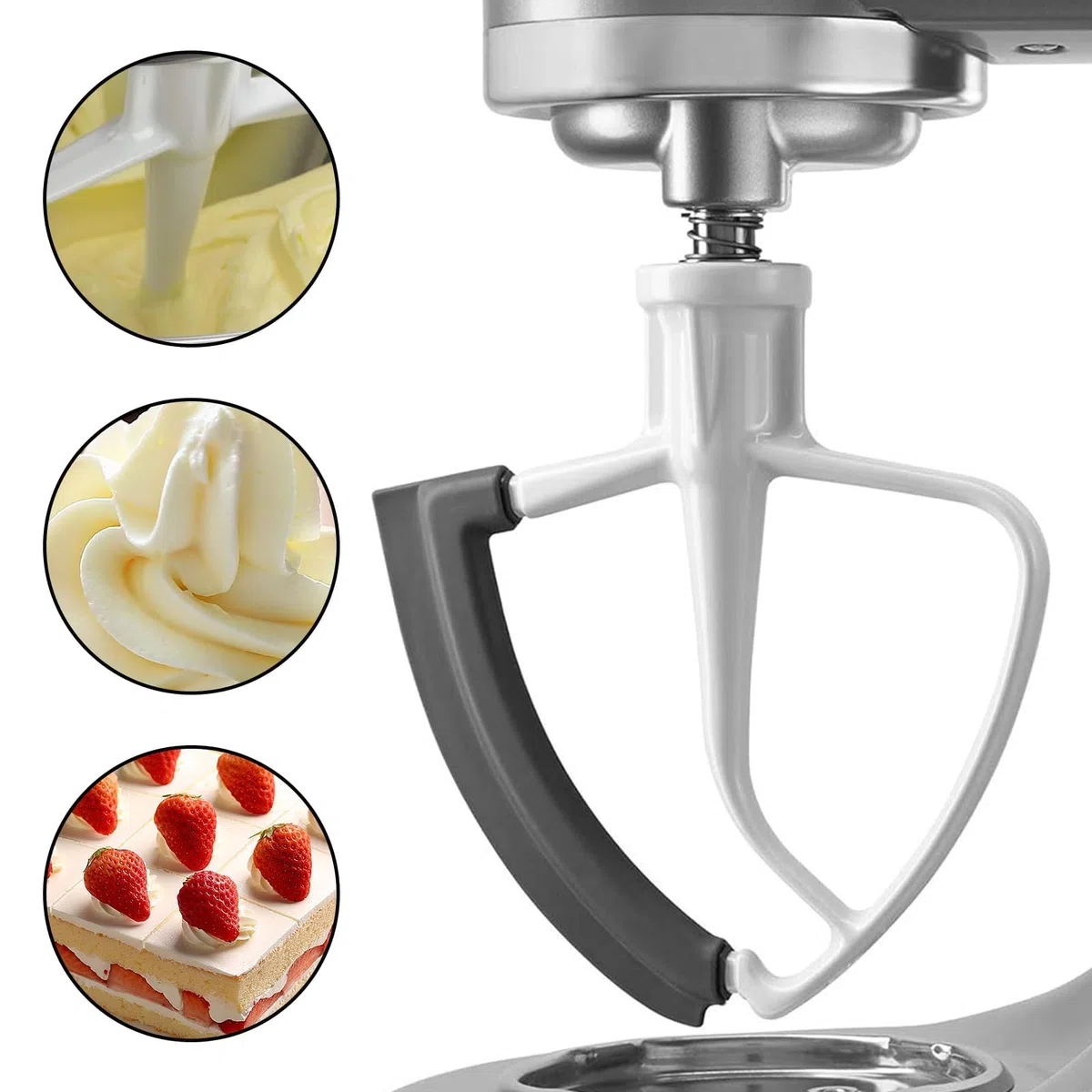 Flex Edge Schlägel für KitchenAid Mixer, Flexibler Flachrührer mit Silikonkanten, KitchenAid Zubehör für 4.5-5 Quart Schüsseln, Metall Küchenhelfer-Aufsatz, Kompatibel mit KitchenAid Stand Mixer