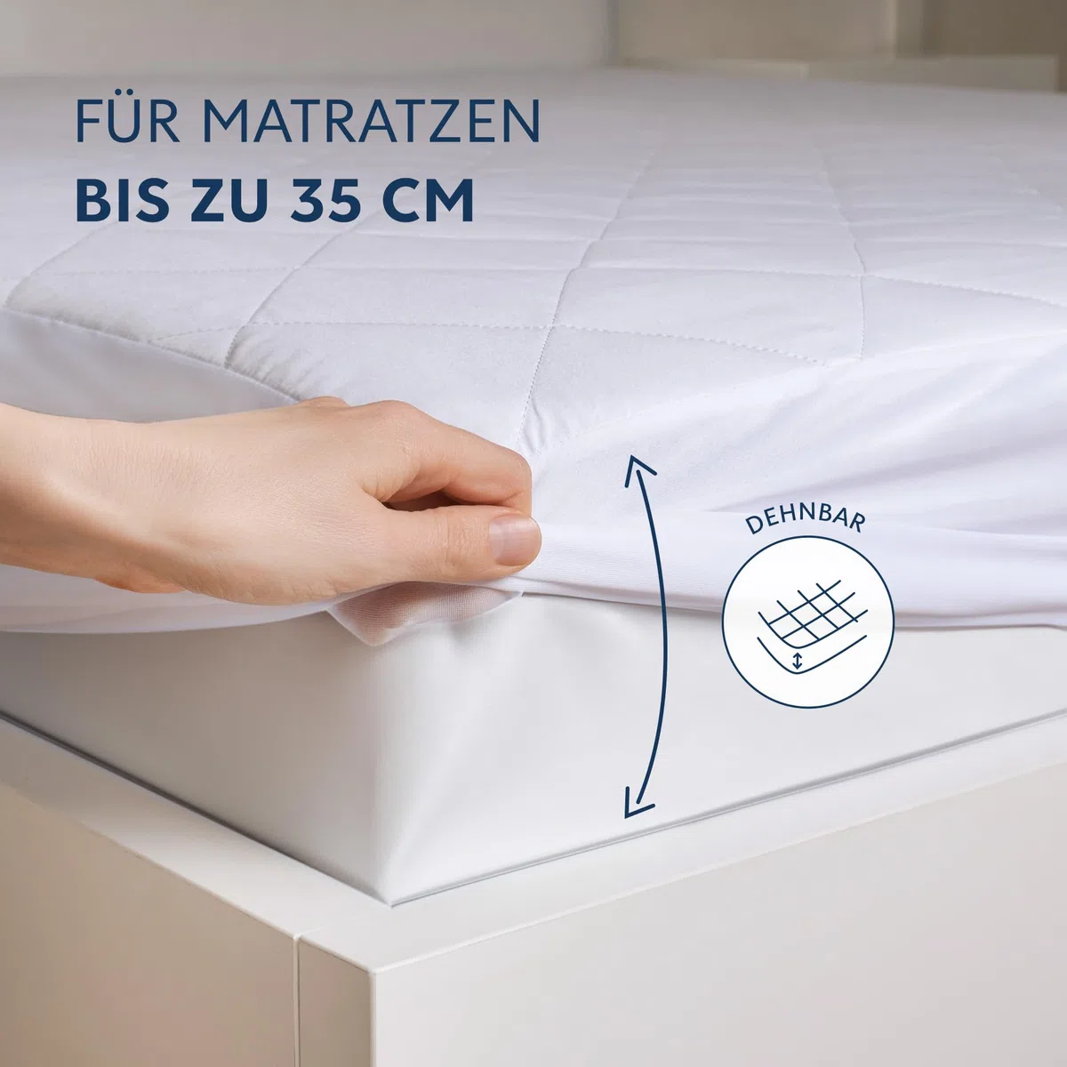 Matratzenschoner 180x200 Gesteppt - Matratzenauflage bis 40 cm Höhe mit Gummizug - Matratzenschoner 180x200 - Öko-Tex und atmungsaktiv - Nicht wasserdicht