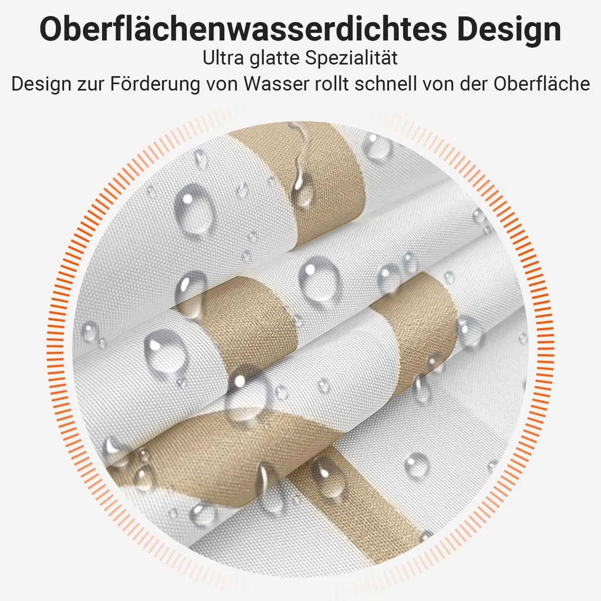 Lerores Duschvorhang 180x200 cm Beige Geometrische Kurve, Beschwerter Saum Antischimmel, Wasserabweisend, Waschbar Polyester Badevorhänge mit 12 Ösen und Duschvorhangringen für Badezimmer, Badewanne