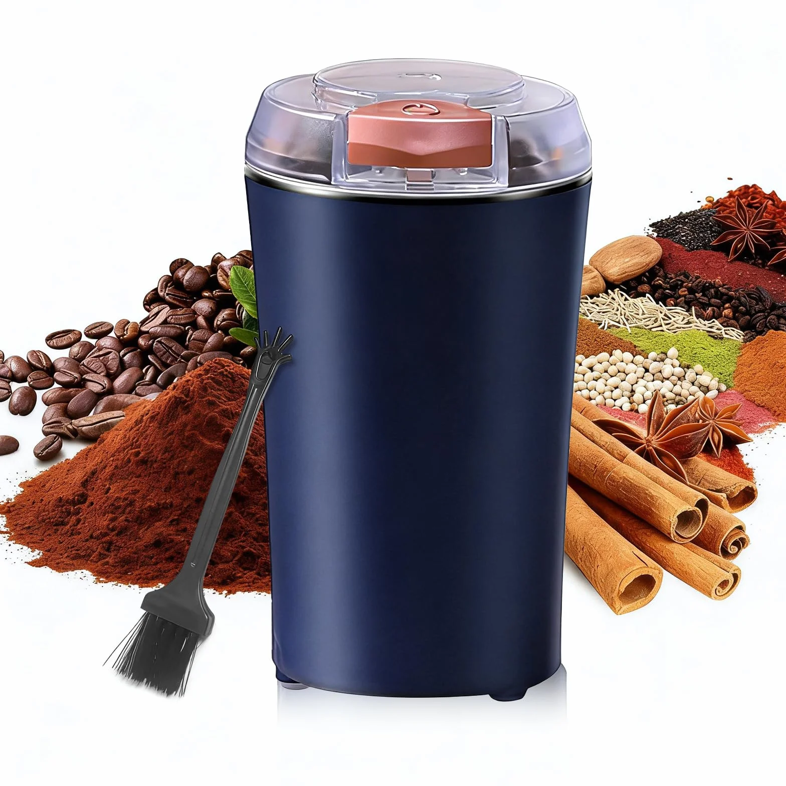 Kaffeemühle Elektrisch, Elektrisch Gewürzmühle und Kaffee Mühle mit Edelstahl Klinge und Sicherheitsdeckel Einem Knopf Kaffeemühlen 200W Leistungsstarker Mühle für Gewürze, Getreide, Nüsse