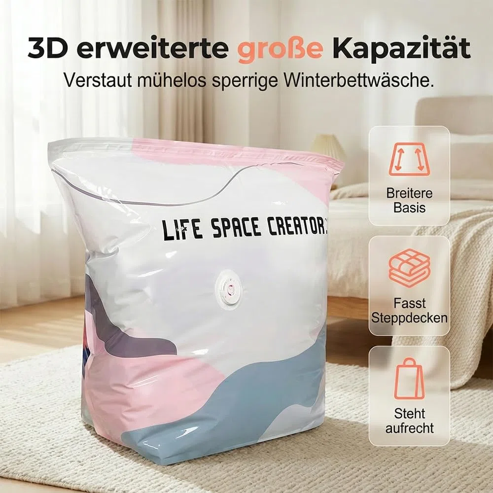 No-Pump Large Vacuum Storage Compression Bags, 2026 New Vakuumbeutel für Bettdecken, Luftdichte Kompressionsbeutel für Kleidung Kissen Bettdecken Decke (5, 100x80x30cm)