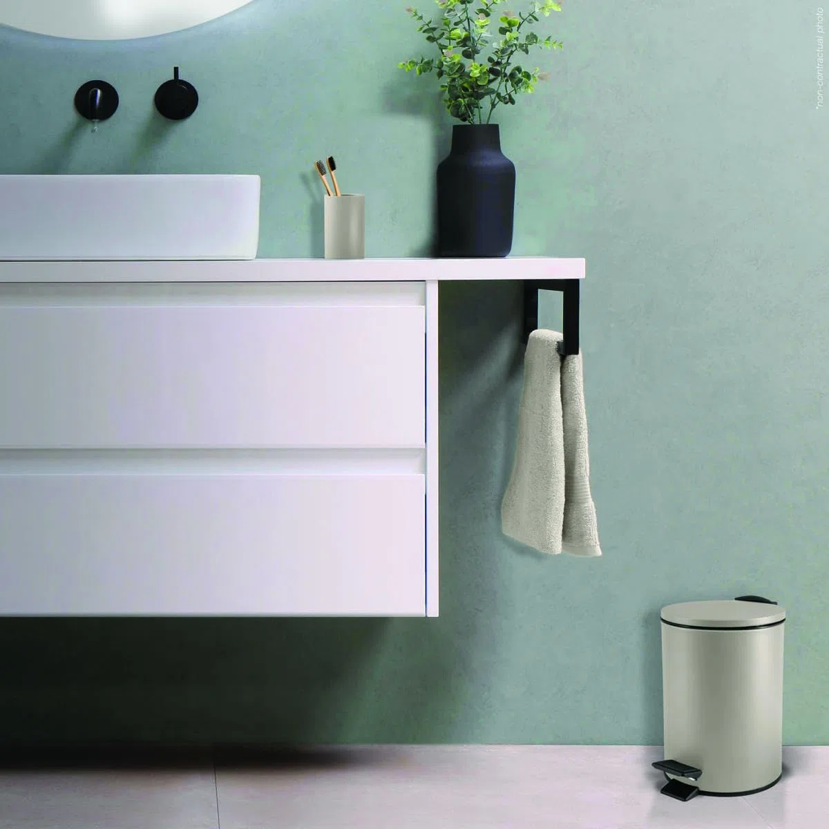 Spirella Kosmetikeimer 3 Liter Edelstahl mit Absenkautomatik und Inneneimer Adelar Badezimmer Mülleimer Softclose Abfalleimer Taupe, 3 litres