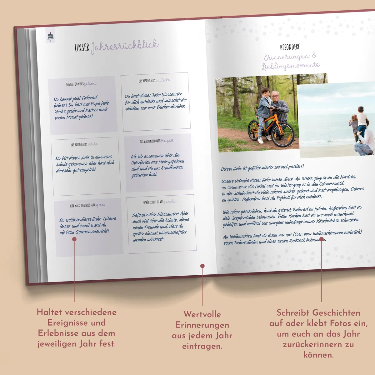 Erinnerungsalbum groß zum Ausfüllen in hochwertigem Hardcover Einband im A4 Format (21x29,7cm) - Deine ersten 18 Jahre - 208 Seiten viel Platz für schöne Erinnerungen - von Sophies Kartenwelt