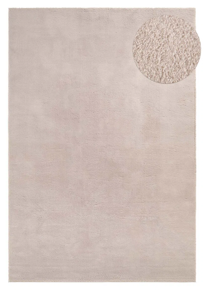 Taracarpet Badematte Fiona rutschfest waschbar Badezimmerteppich sehr weich und als Set kombinierbar Uni New Beige 050x080 cm