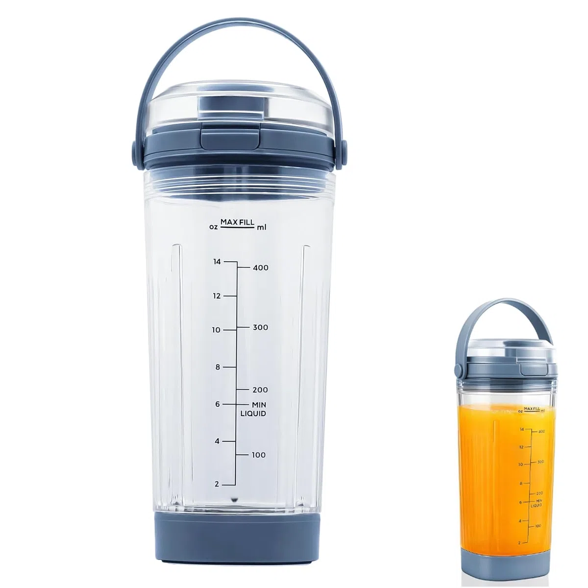 Yuragim Mixbecher Zubehör Set für tragbare Smoothie Mixer, 530ml Ersatzbecher mit Trinkdeckel und Auslaufschutz, kompatibel mit BC100/BC151 Serie, inklusive Klingenabdeckung und Bodenkappe, Blau