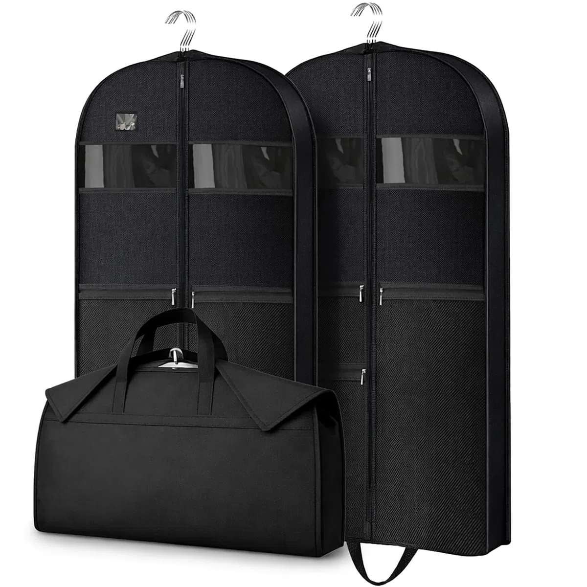 URMI Kleidersack Lang 152 x 60 x 10 cm, Kleidersack Hochwertig zum Aufhängen mit 3 Taschen und 10 cm Zwickel, Kleiderhülle für lange Kleidung, Mäntel, Trenchcoats, Kleider, Reise und Aufbewahrung