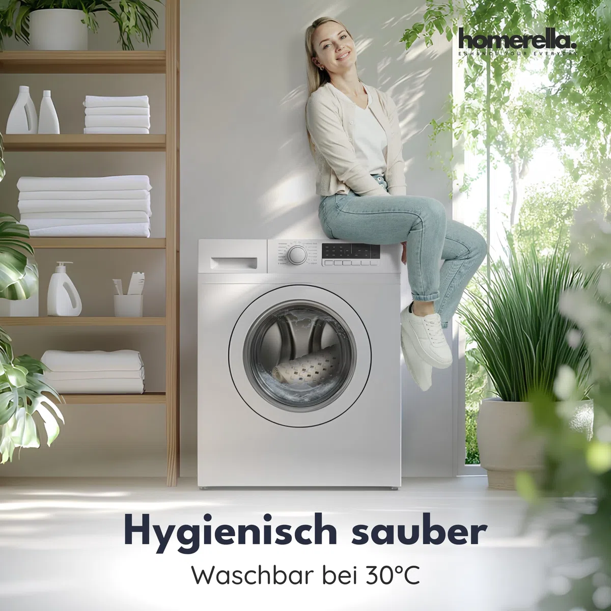 Homerella Duschmatte rutschfest 53x53 cm Dusche - maschinenwaschbar Sand | Sichere Duscheinlage, quadratisch für Dusche, Duschtasse und Wanne