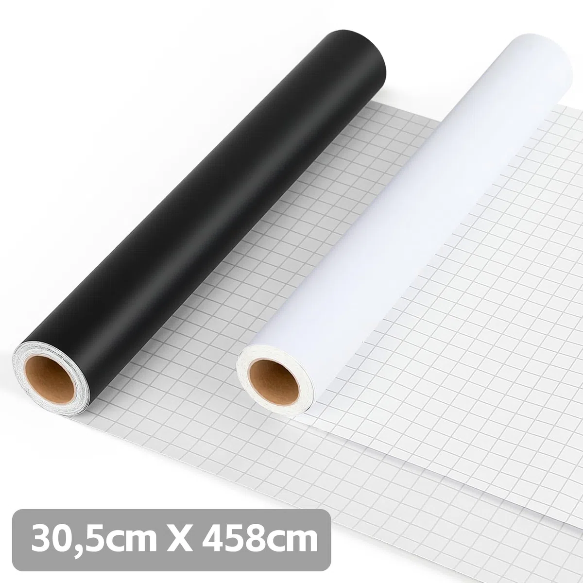 IModeur 30,5 x 458 cm Vinylfolie Plotter Schwarz und Weiß Matt - 2 Rolle Plotterfolie Vinyl Selbstklebend für Cricut Machines, Silhouette Cameo, die meisten Schneidemaschine